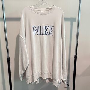 Nike Men’s White Sweatshirt with Blue Logo